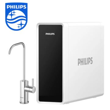 Prietoková reverzná osmóza PHILIPS 600 GPD s kompaktným  dizajnom - 5-stupňovým filtračným systémom a kohútikom s dvoma filtračnými režimami.