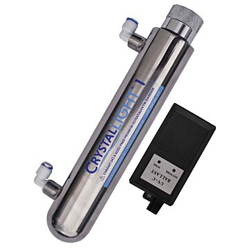 Vysoce kvalitní celonerezová UV lampa Crystal Light 6 W pro domácí vodní filtry a systémy reverzní osmózy. Eliminuje 99,98 % bakterií a mikroorganismů obsažených ve vodě.