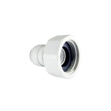 Spojka typu JG pro 1x hadici velikosti T1/4" x F3/8". Určeno pro kuchyňské vodní filtry a filtrační zařízení s reverzní osmózou.
