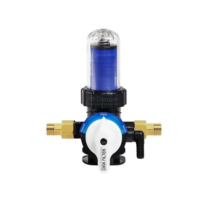 Samočisticí ruční diskový filtr DFA-34M chrání vodovodní systém před pískem, hlínou a rzí. 3/4" připojení a zpětný proplach.