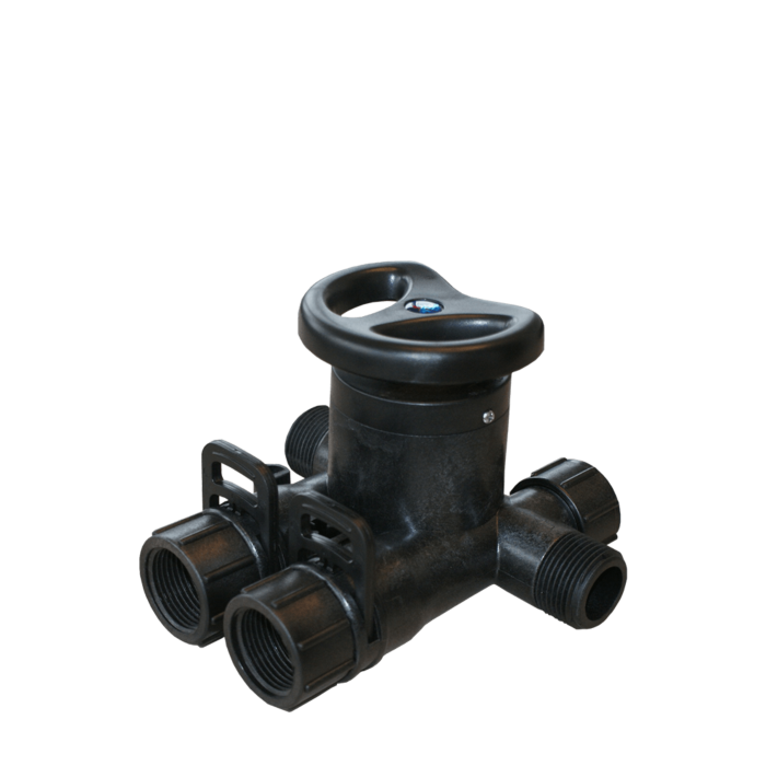 Obtokový ventil, který usnadňuje připojení změkčovače vody k vodovodní síti. Zjednodušuje kontrolu množství smíchané vody, a tím i její tvrdosti.