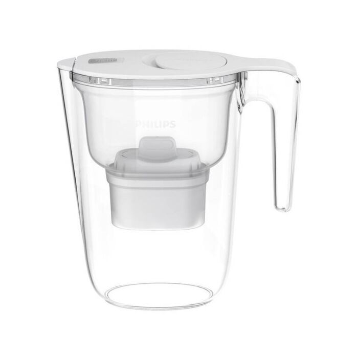 Filtrační konvice Philips, která snižuje tvrdost vody a redukuje chlór, vodní kámen, těžké kovy a nové kontaminanty, jako jsou mikroplasty a PFOA.