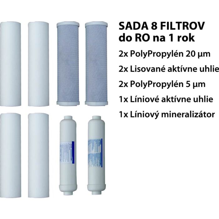 Univerzální sada 8 náhradních filtračních kazet pro reverzní osmózu